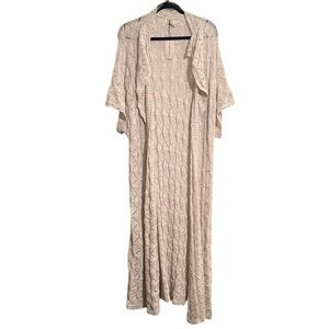 POL Rainbow Knit Short Sleeve Duster with Ruffle Detail NWT